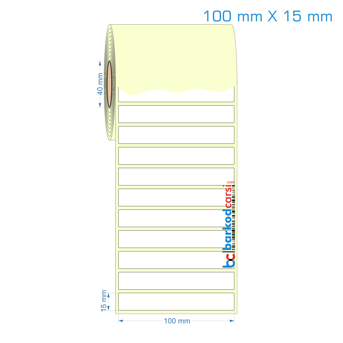 100X15 Mm Hazır Rulo Barkod Etiketi (Yapışkanlı) Kuşe / Vellum / Termal Etiket Fiyatı 100X15 Mm Etiket (Kuşe, Vellum, Eko / Lamine Termal) Fiyatları