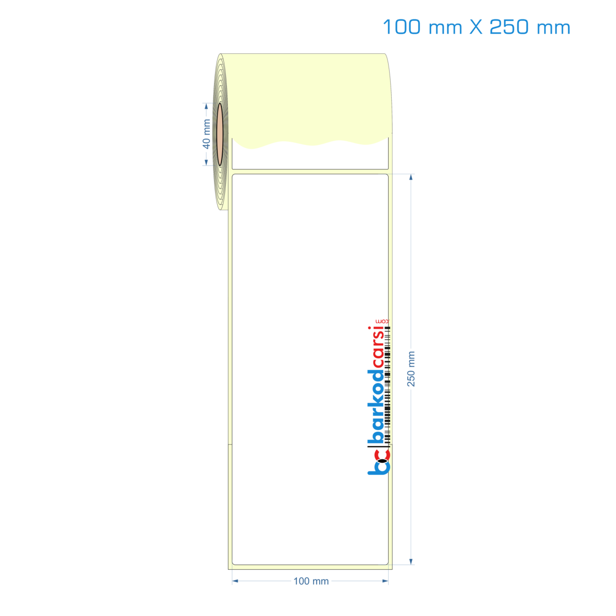 100X250 Mm Hazır Rulo Barkod Etiketi (Yapışkanlı) Kuşe / Vellum / Termal Etiket Fiyatı 100X250 Mm Etiket (Kuşe, Vellum, Eko / Lamine Termal) Fiyatları
