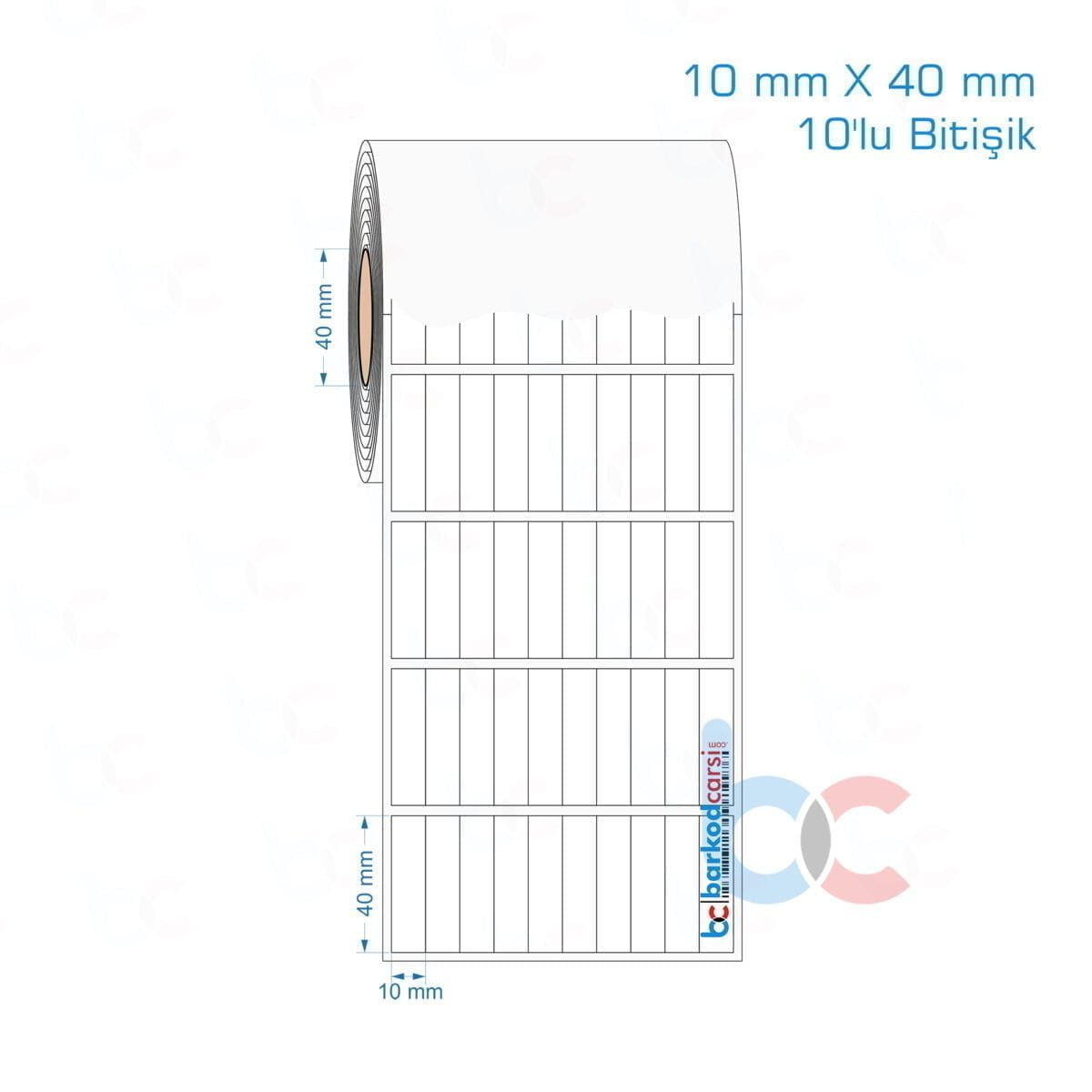 10X40 Mm 10'Lu Bitişik Hazır Rulo Pp Opak, Mat, Fastyre Etiketler 10X40 Mm 10'Lu Bitişik Opak / Mat Pp, Fastyre Etiket (Fiyatları)