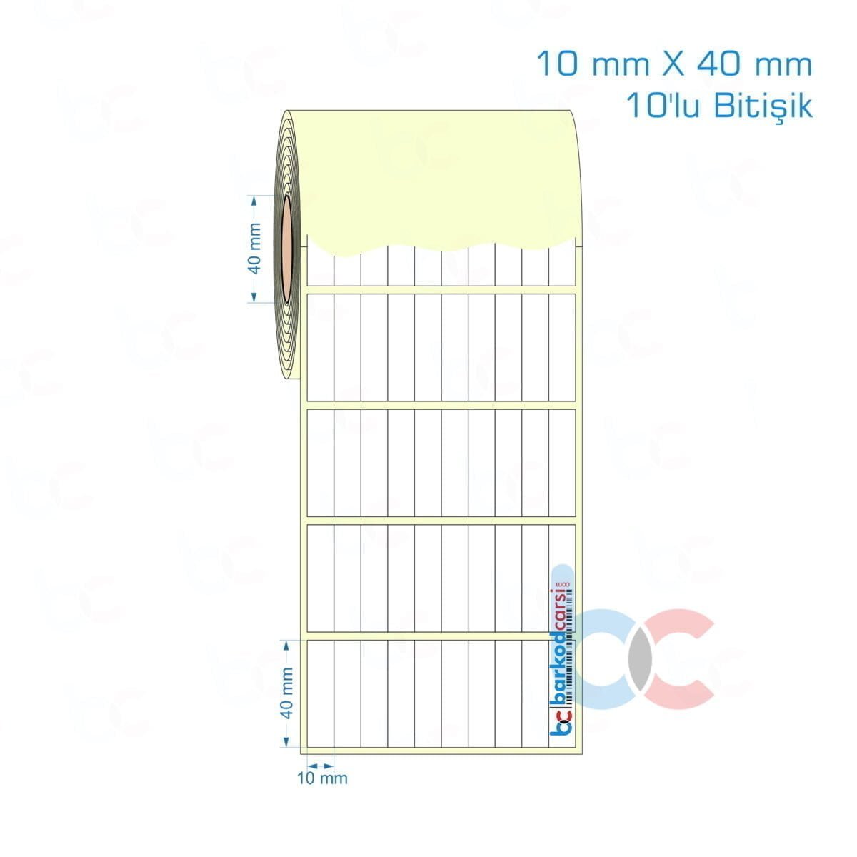 10X40 Mm 10'Lu Bitişik Hazır Rulo Barkod Etiketi (Yapışkanlı) Kuşe / Vellum / Termal Etiket Fiyatı 10X40 Mm 10'Lu Bitişik Etiket (Kuşe, Vellum, Eko / Lamine Termal) Fiyatları