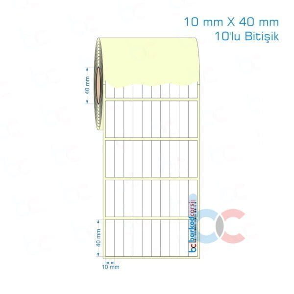 10x40 mm 10'lu Bitişik Etiket (Kuşe, Vellum, Eko / Lamine Termal) Fiyatları