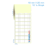 10x20 mm Kuşe / Vellum / Termal Etiket (10 'lu Bitişik)