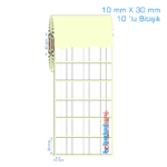 10x30 mm Kuşe / Vellum / Termal Etiket (10 'lu Bitişik)