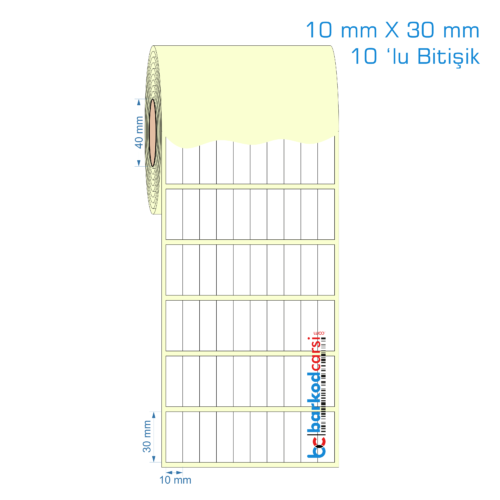 10x30 mm Kuşe / Vellum / Termal Etiket (10 'lu Bitişik)