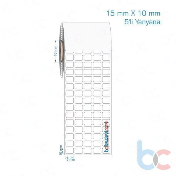15x10 mm 5'li Yanyana Opak / Mat PP, Fastyre Etiket (Fiyatları)