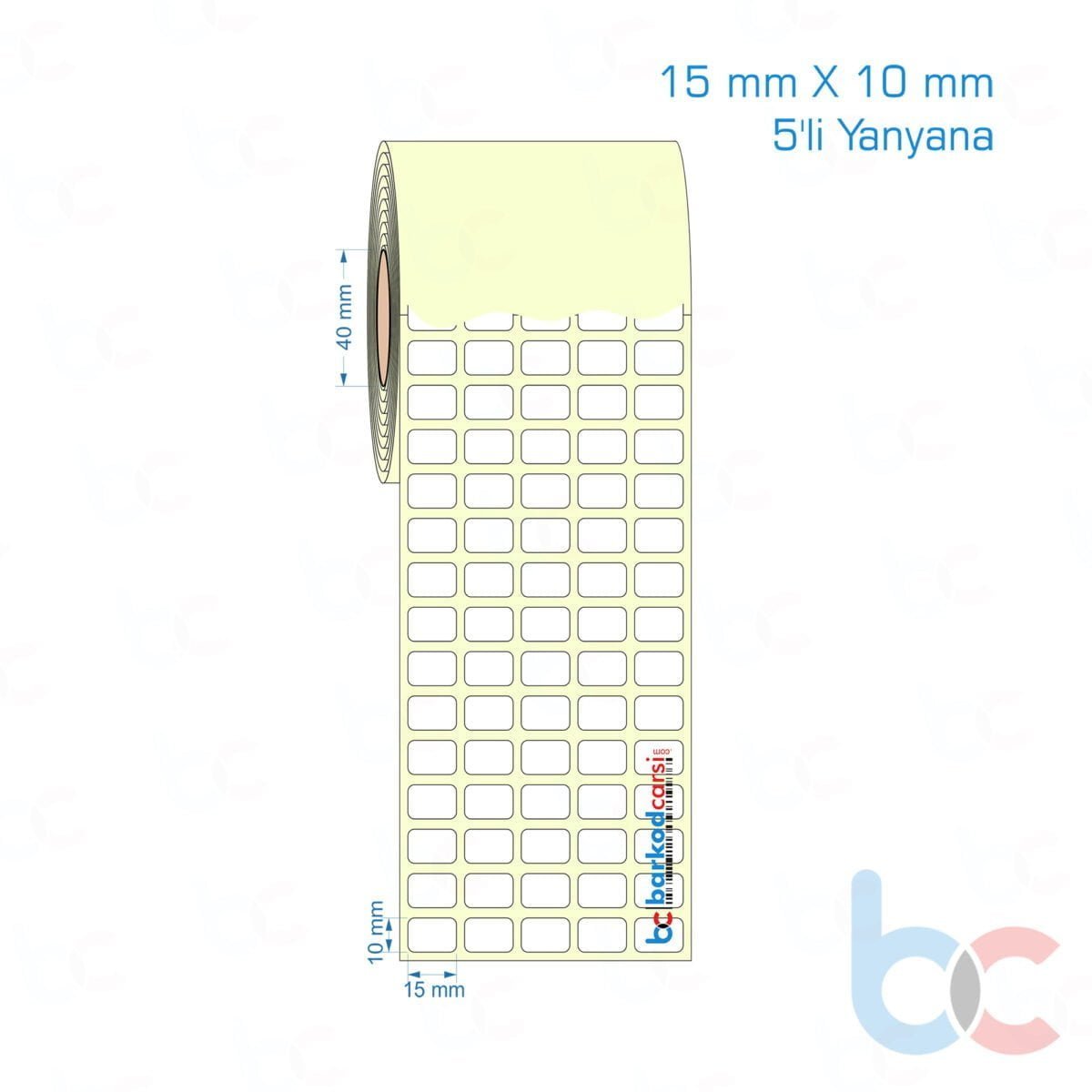 15X10 Mm 5'Li Yanyana Hazır Rulo Barkod Etiketi (Yapışkanlı) Kuşe / Vellum / Termal Etiket Fiyatı 15X10 Mm 5'Li Yanyana Etiket (Kuşe, Vellum, Eko / Lamine Termal) Fiyatları