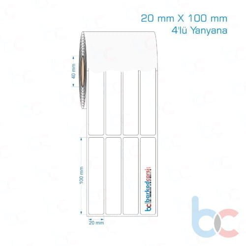 20x100 mm 4'lü Yanyana Opak / Mat PP, Fastyre Etiket (Fiyatları)