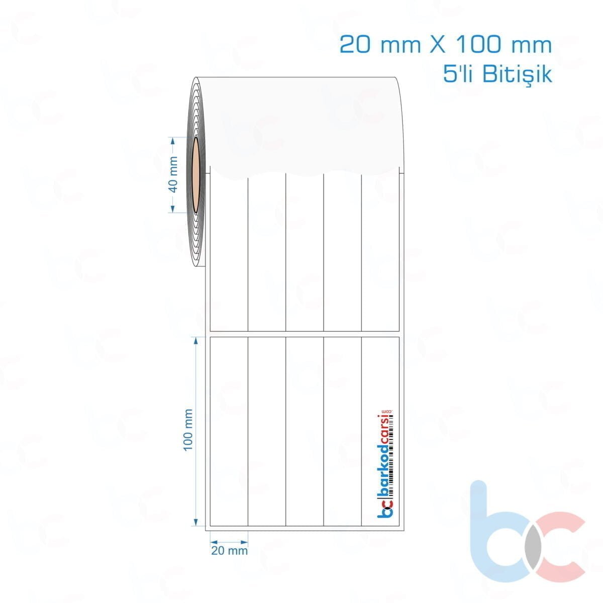 20X100 Mm 5'Li Bitişik Hazır Rulo Pp Opak, Mat, Fastyre Etiketler 20X100 Mm 5'Li Bitişik Opak / Mat Pp, Fastyre Etiket (Fiyatları)