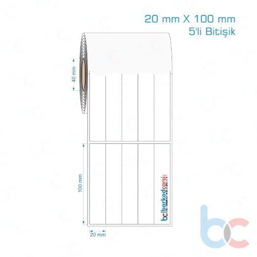 20x100 mm 5'li Bitişik Opak / Mat PP, Fastyre Etiket (Fiyatları)