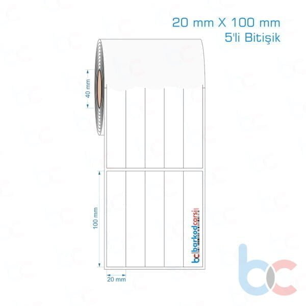 20x100 mm 5'li Bitişik Opak / Mat PP, Fastyre Etiket (Fiyatları)