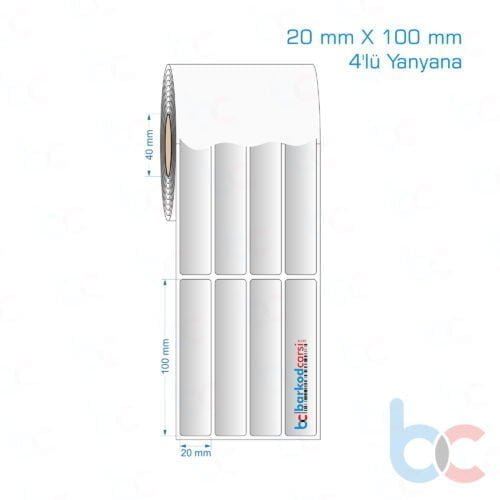 20x100 mm 4'lü Yanyana Silvermat Etiket (Fiyatı)