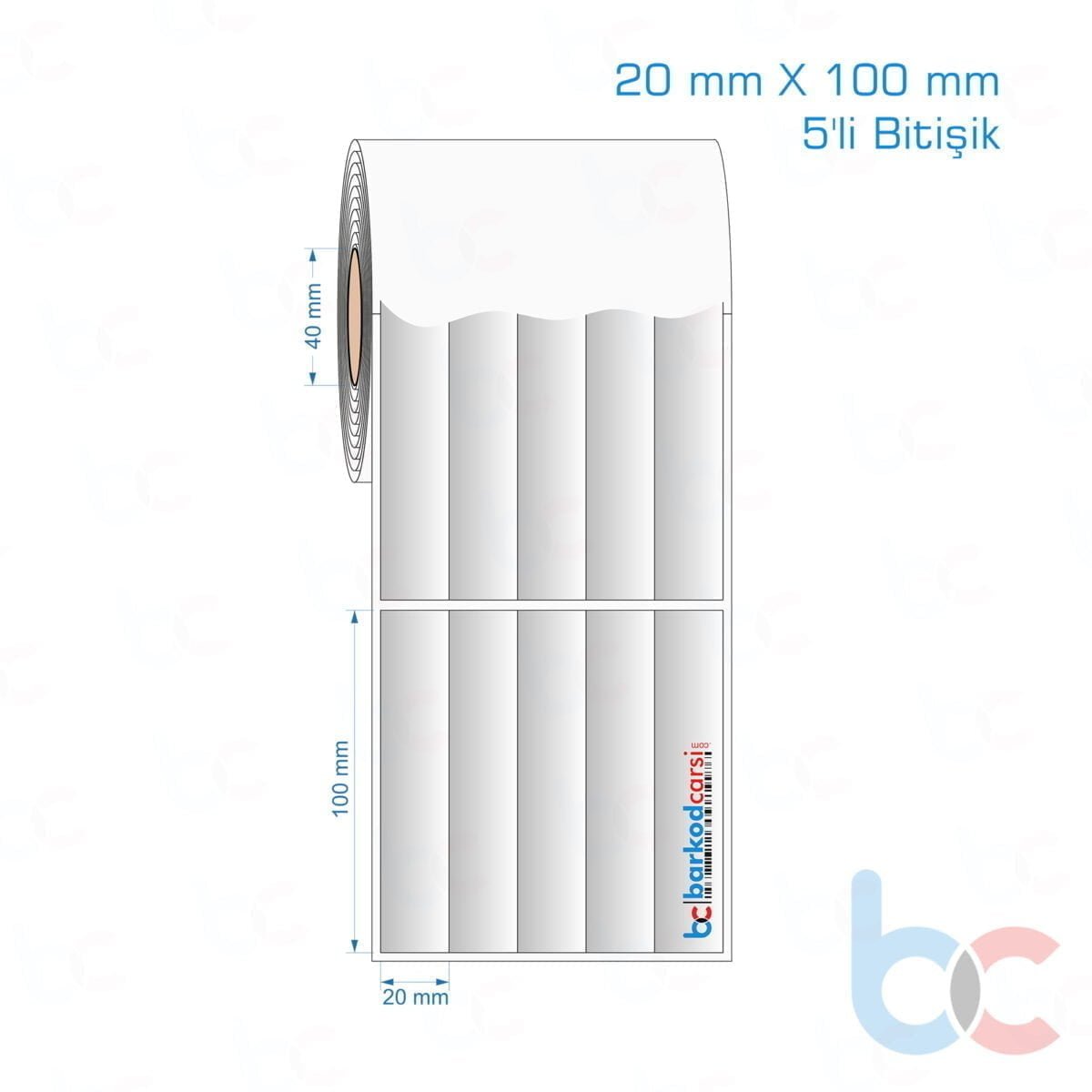 20X100 Mm 5'Li Bitişik Silvermat Etiket (Fiyatı)