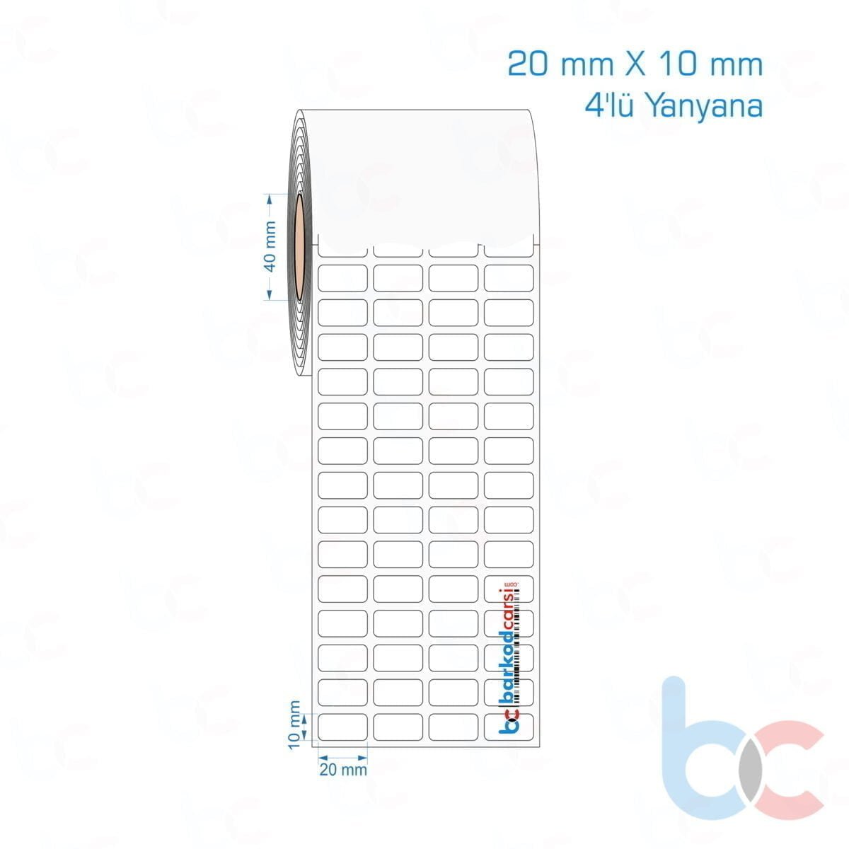 20X10 Mm 4'Lü Yanyana Hazır Rulo Pp Opak, Mat, Fastyre Etiketler 20X10 Mm 4'Lü Yanyana Opak / Mat Pp, Fastyre Etiket (Fiyatları)