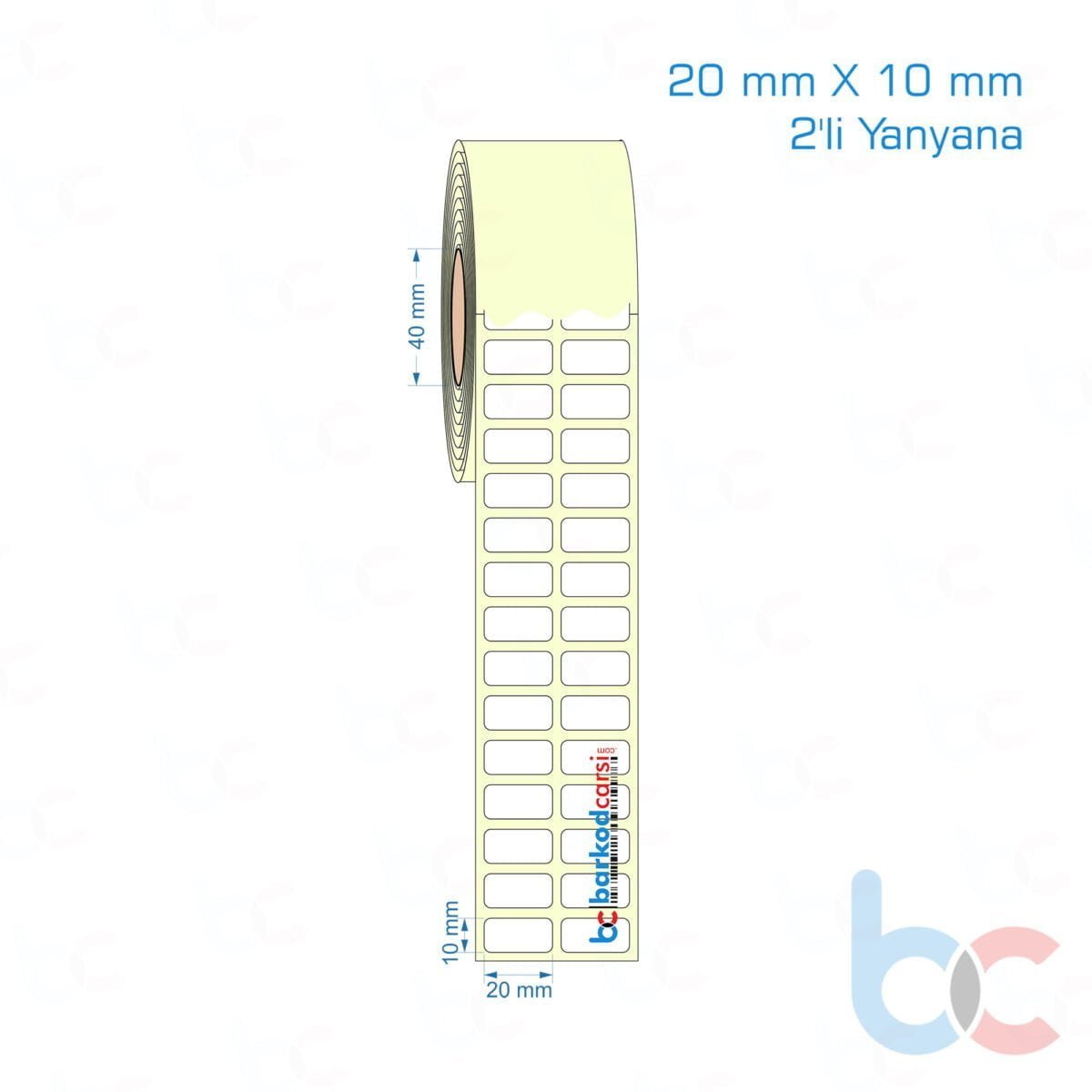 20X10 Mm 2'Li Yanyana Hazır Rulo Barkod Etiketi (Yapışkanlı) Kuşe / Vellum / Termal Etiket Fiyatı 20X10 Mm 2'Li Yanyana Etiket (Kuşe, Vellum, Eko / Lamine Termal) Fiyatları