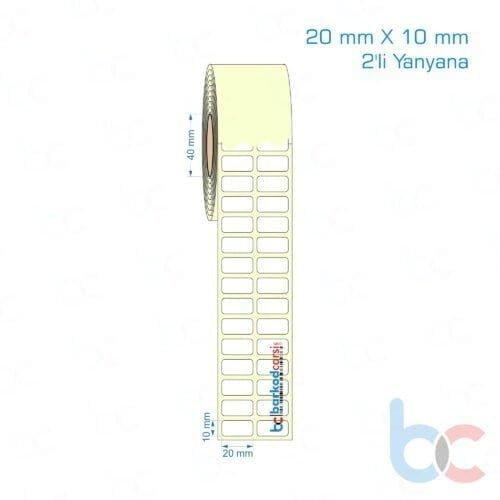20x10 mm 2'li Yanyana Etiket (Kuşe, Vellum, Eko / Lamine Termal) Fiyatları