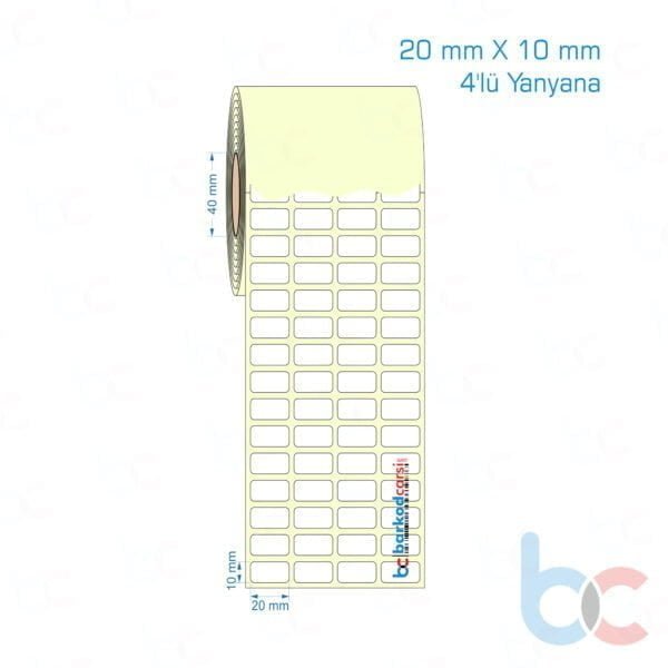 20x10 mm 4'lü Yanyana Etiket (Kuşe, Vellum, Eko / Lamine Termal) Fiyatları