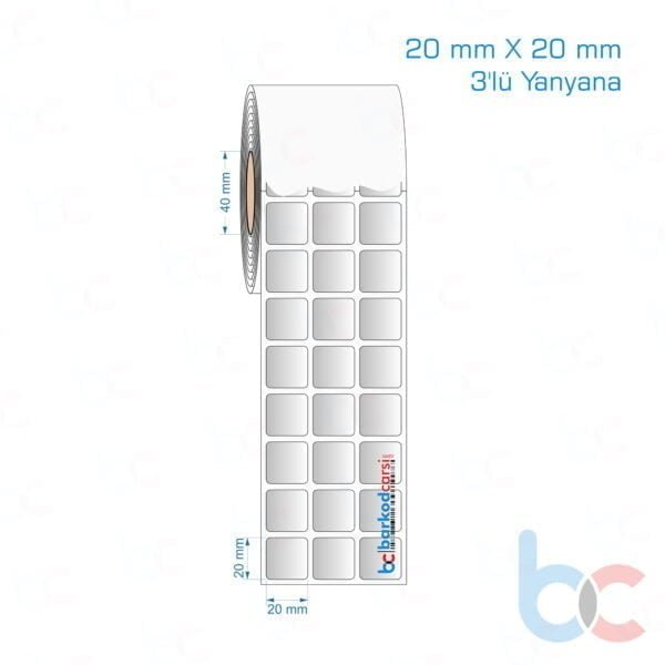 20x20 mm 3'lü Yanyana Silvermat Etiket (Fiyatı)