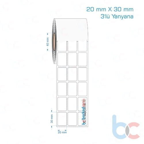 20x30 mm 3'lü Yanyana Opak / Mat PP, Fastyre Etiket (Fiyatları)