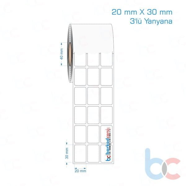 20x30 mm 3'lü Yanyana Opak / Mat PP, Fastyre Etiket (Fiyatları)