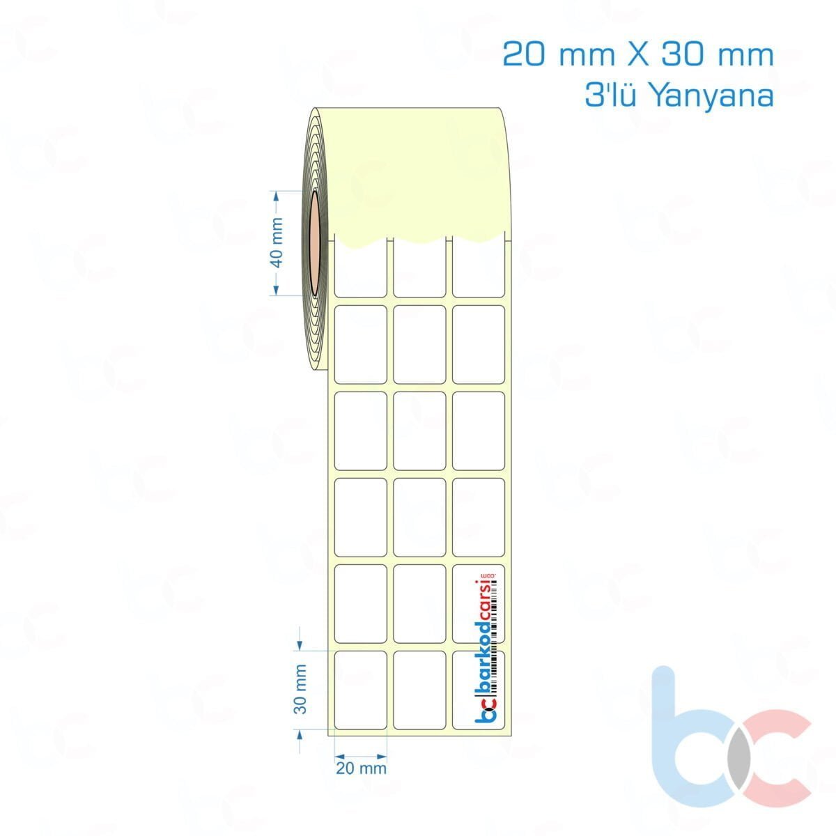 20X30 Mm 3'Lü Yanyana Hazır Rulo Barkod Etiketi (Yapışkanlı) Kuşe / Vellum / Termal Etiket Fiyatı 20X30 Mm 3'Lü Yanyana Etiket (Kuşe, Vellum, Eko / Lamine Termal) Fiyatları