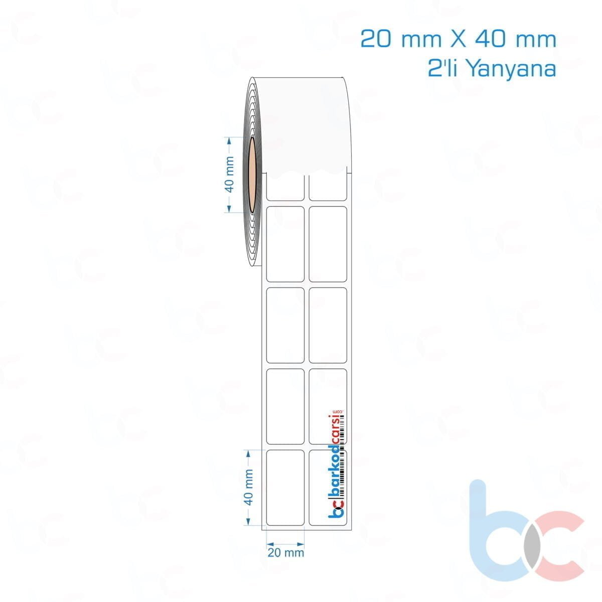 20X40 Mm 2'Li Yanyana Hazır Rulo Pp Opak, Mat, Fastyre Etiketler 20X40 Mm 2'Li Yanyana Opak / Mat Pp, Fastyre Etiket (Fiyatları)