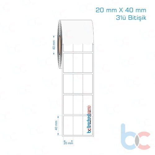 20x40 mm 3'lü Bitişik Opak / Mat PP, Fastyre Etiket (Fiyatları)