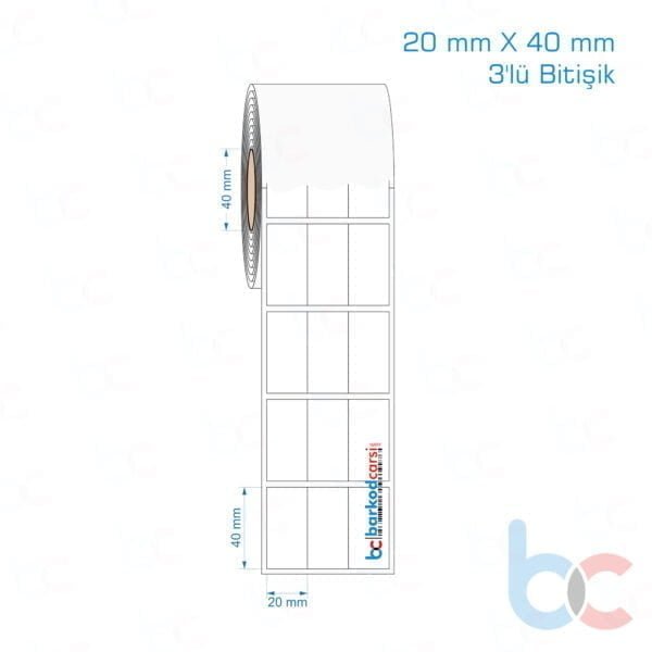20x40 mm 3'lü Bitişik Opak / Mat PP, Fastyre Etiket (Fiyatları)