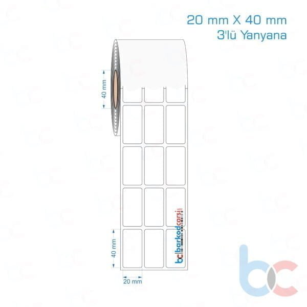 20x40 mm 3'lü Yanyana Opak / Mat PP, Fastyre Etiket (Fiyatları)