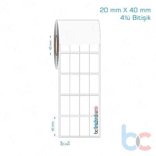 20x40 mm 4'lü Bitişik Opak / Mat PP, Fastyre Etiket (Fiyatları)