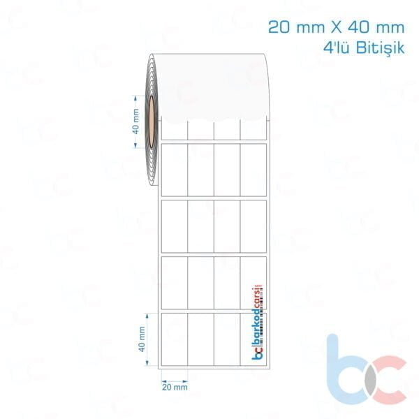 20x40 mm 4'lü Bitişik Opak / Mat PP, Fastyre Etiket (Fiyatları)