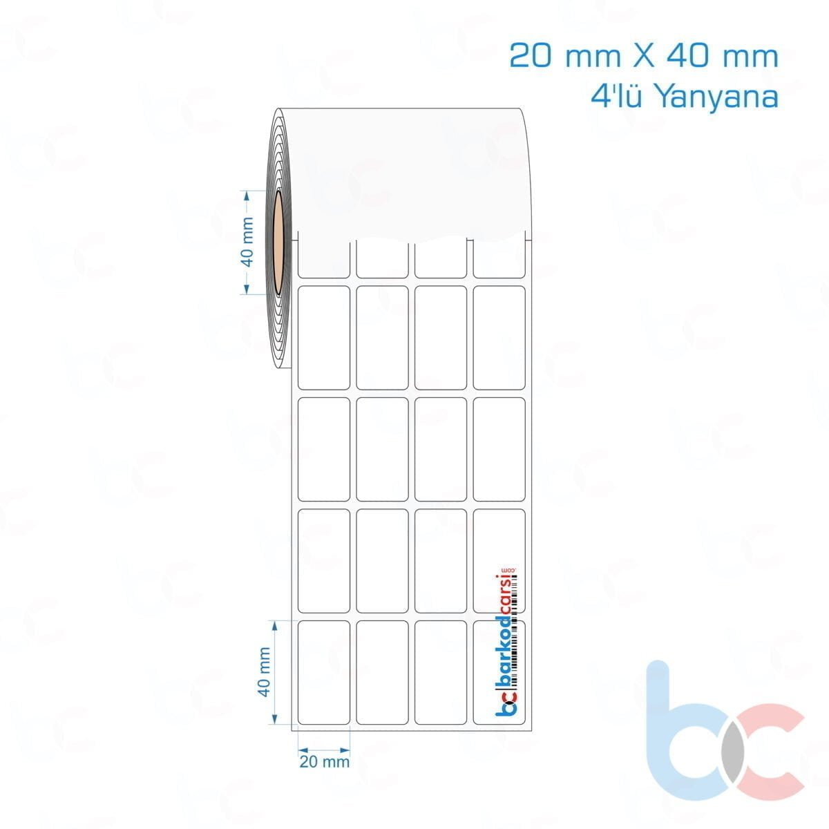20X40 Mm 4'Lü Yanyana Hazır Rulo Pp Opak, Mat, Fastyre Etiketler 20X40 Mm 4'Lü Yanyana Opak / Mat Pp, Fastyre Etiket (Fiyatları)