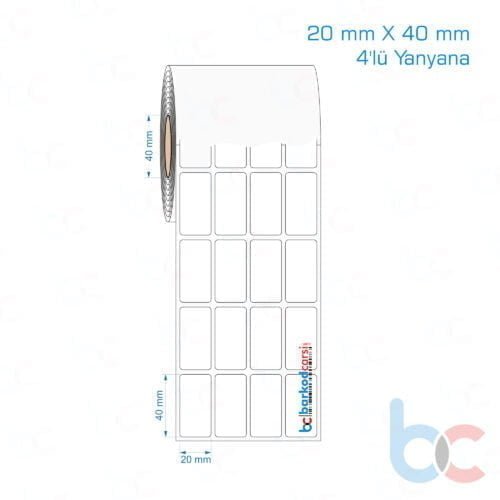 20x40 mm 4'lü Yanyana Opak / Mat PP, Fastyre Etiket (Fiyatları)