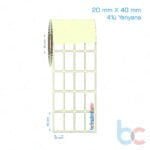 20x40 mm 4'lü Yanyana Etiket (Kuşe, Vellum, Eko / Lamine Termal) Fiyatları