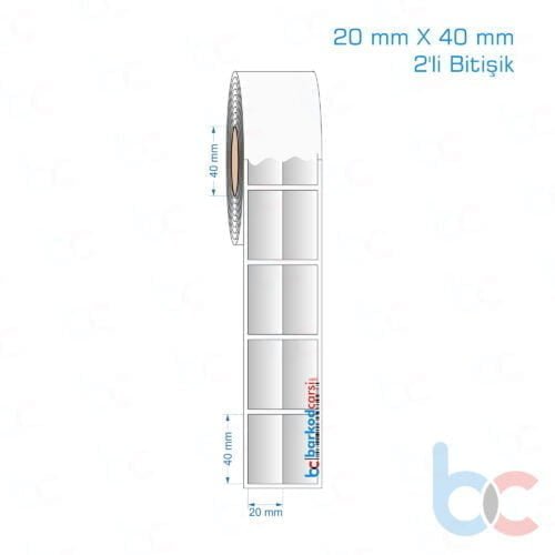 20x40 mm 2'li Bitişik Silvermat Etiket (Fiyatı)