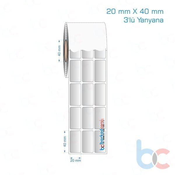 20x40 mm 3'lü Yanyana Silvermat Etiket (Fiyatı)