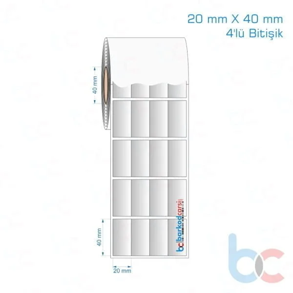 20x40 mm 4'lü Bitişik Silvermat Etiket (Fiyatı)