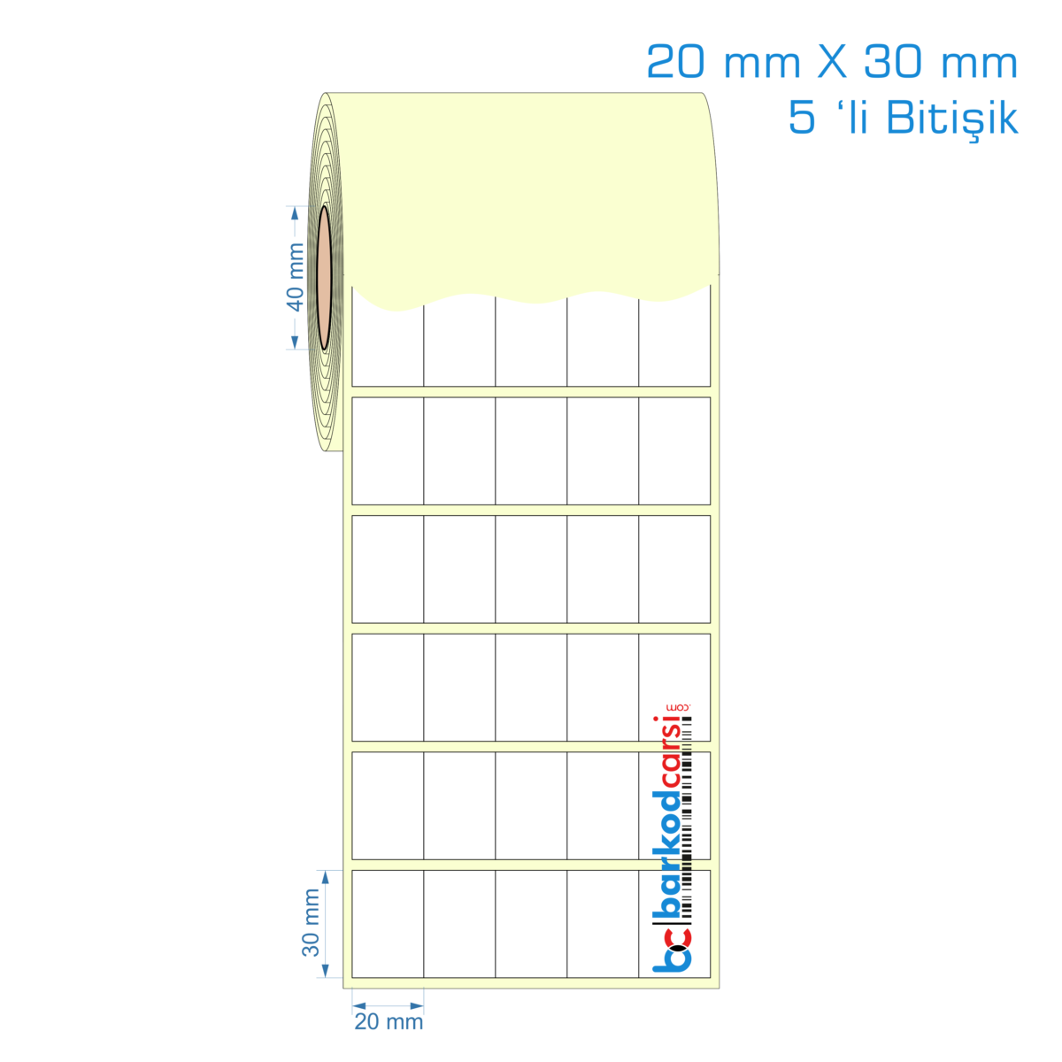20X30 Mm Kuşe / Vellum / Termal Etiket (5 'Li Bitişik)