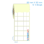 20x30 mm Kuşe / Vellum / Termal Etiket (5 'li Bitişik)