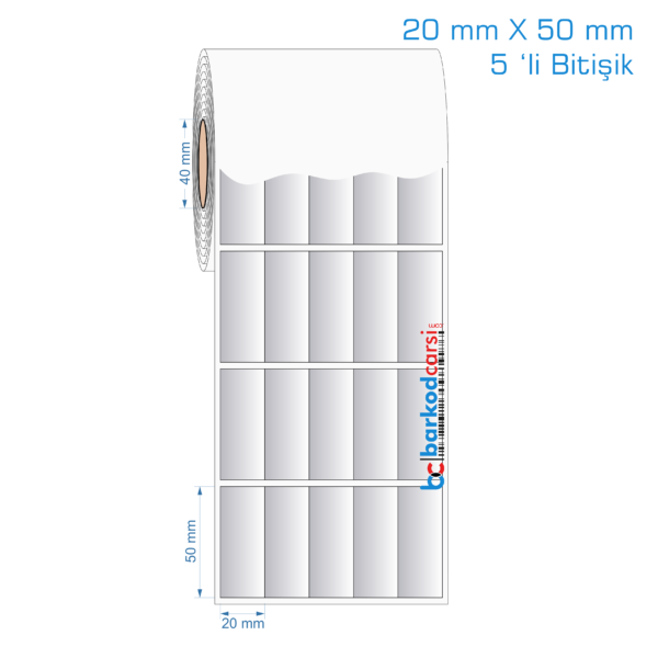 20x50 mm 5 'li Bitişik Silvermat Etiket (Fiyatı)