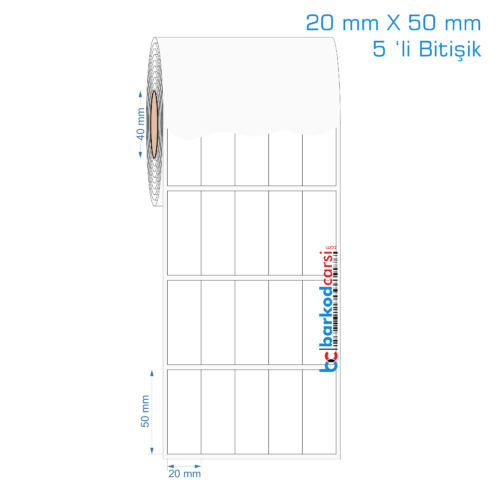 20x50 mm 5 'li Bitişik Opak / Mat PP, Fastyre Etiket (Fiyatları)