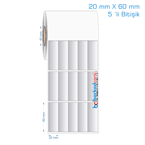 20x60 mm 5 'li Bitişik Silvermat Etiket (Fiyatı)