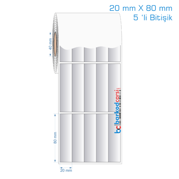 20x80 mm 5 'li Bitişik Silvermat Etiket (Fiyatı)