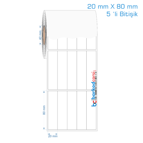 20x80 mm 5 'li Bitişik Opak / Mat PP, Fastyre Etiket (Fiyatları)