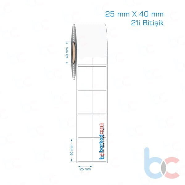 25x40 mm 2'li Bitişik Opak / Mat PP, Fastyre Etiket (Fiyatları)