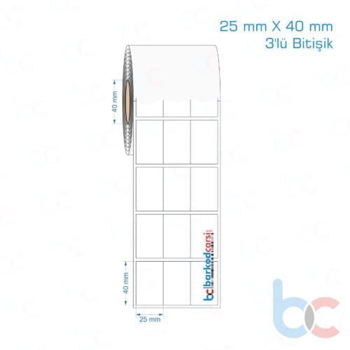 25x40 mm 3'lü Bitişik Opak / Mat PP, Fastyre Etiket (Fiyatları)