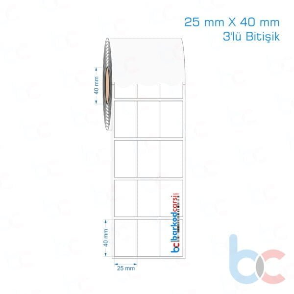 25x40 mm 3'lü Bitişik Opak / Mat PP, Fastyre Etiket (Fiyatları)