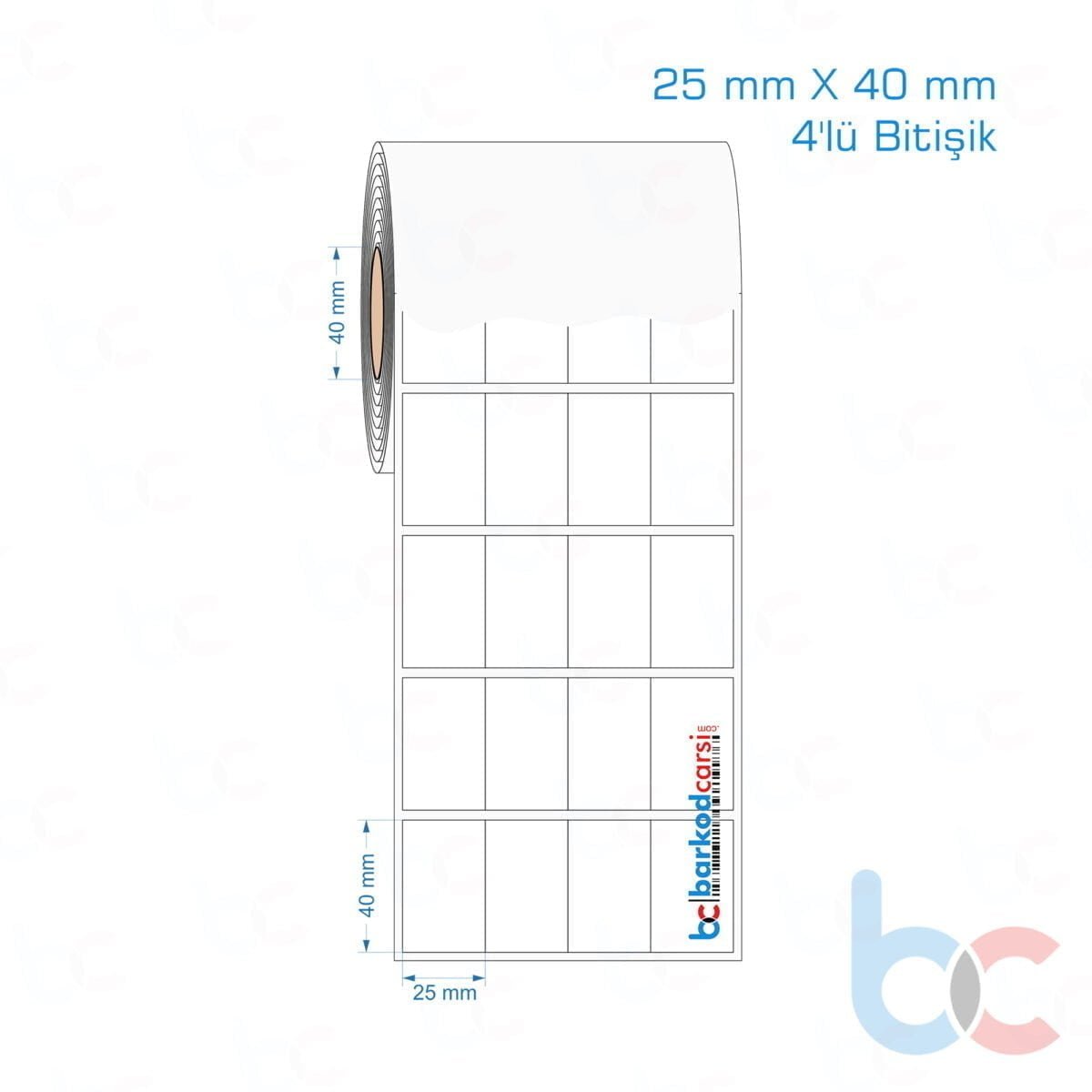 25X40 Mm 4'Lü Bitişik Hazır Rulo Pp Opak, Mat, Fastyre Etiketler 25X40 Mm 4'Lü Bitişik Opak / Mat Pp, Fastyre Etiket (Fiyatları)
