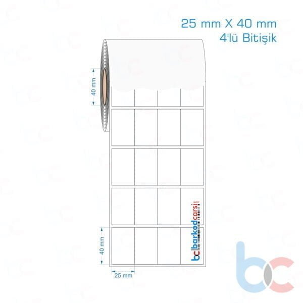 25x40 mm 4'lü Bitişik Opak / Mat PP, Fastyre Etiket (Fiyatları)
