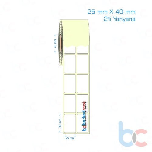 25x40 mm 2'li Yanyana Etiket (Kuşe, Vellum, Eko / Lamine Termal) Fiyatları
