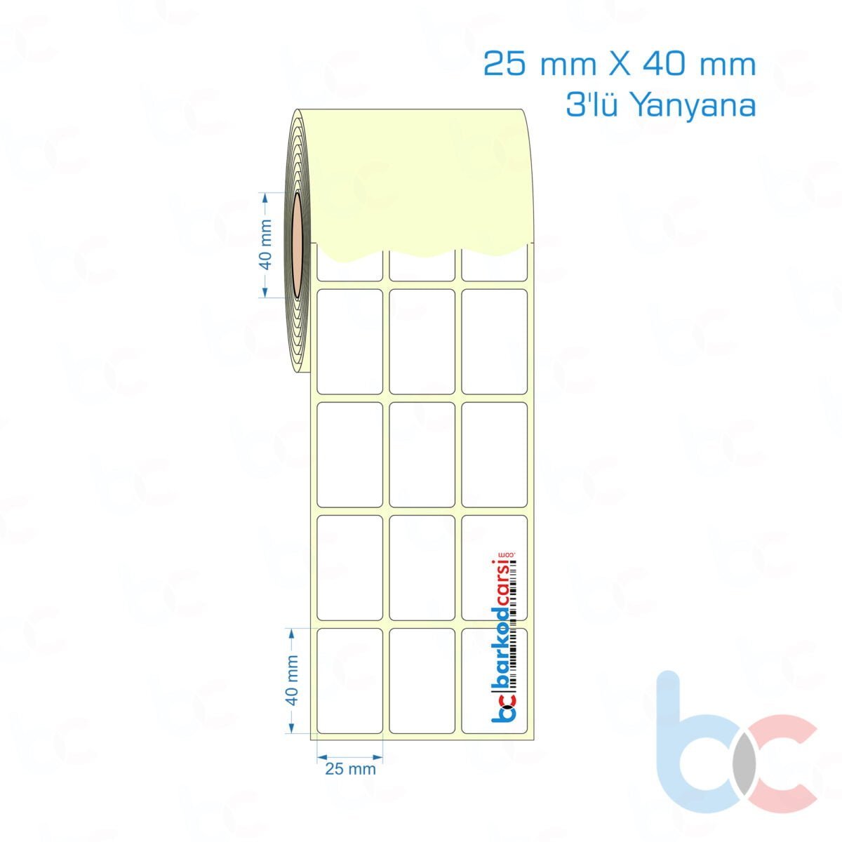 25X40 Mm 3'Lü Yanyana Hazır Rulo Barkod Etiketi (Yapışkanlı) Kuşe / Vellum / Termal Etiket Fiyatı 25X40 Mm 3'Lü Yanyana Etiket (Kuşe, Vellum, Eko / Lamine Termal) Fiyatları